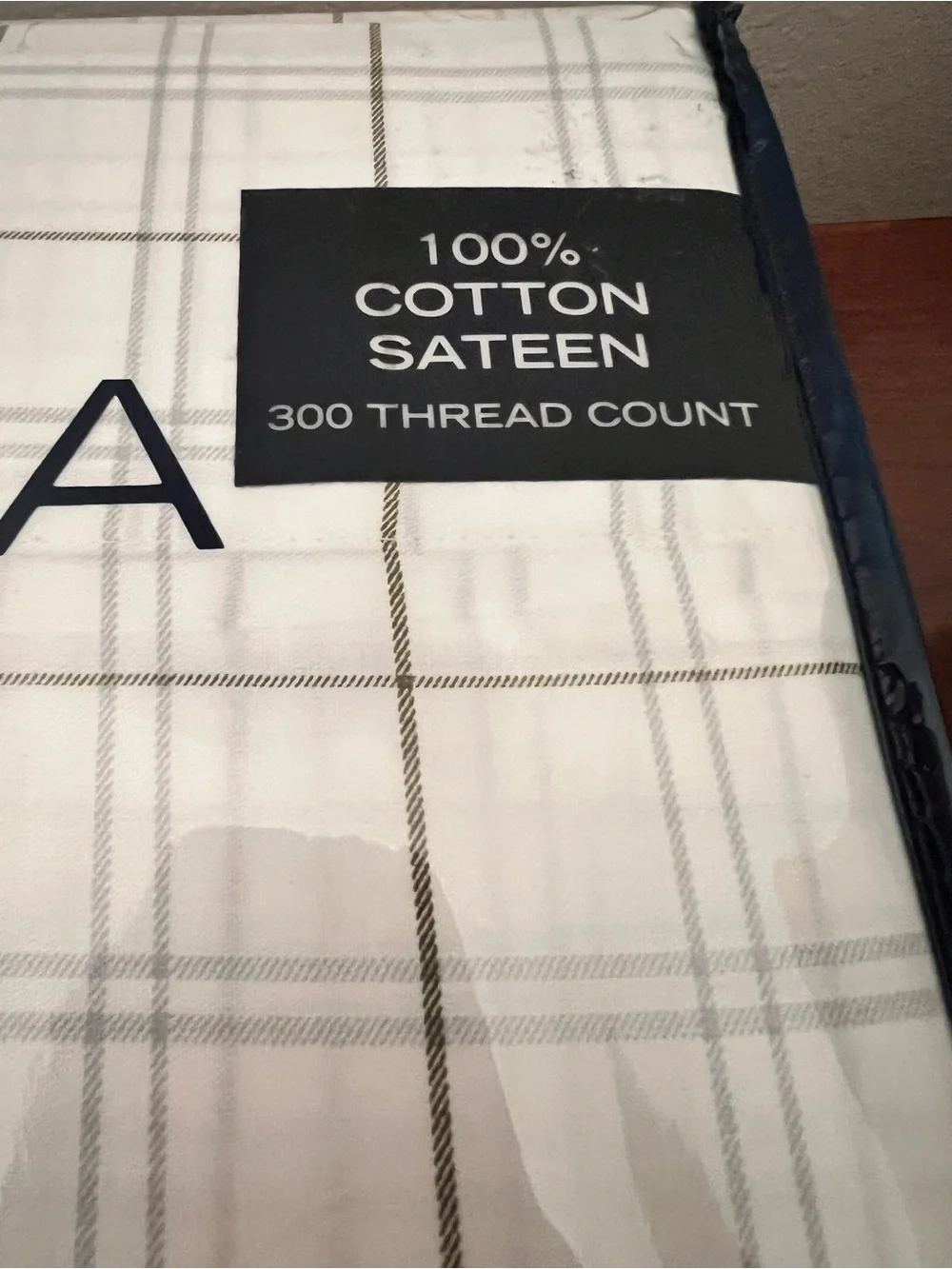Nautica Brown & Grey Plaid 100% Cotton Sateen 300 Thread Count QUEEN Sheet Set